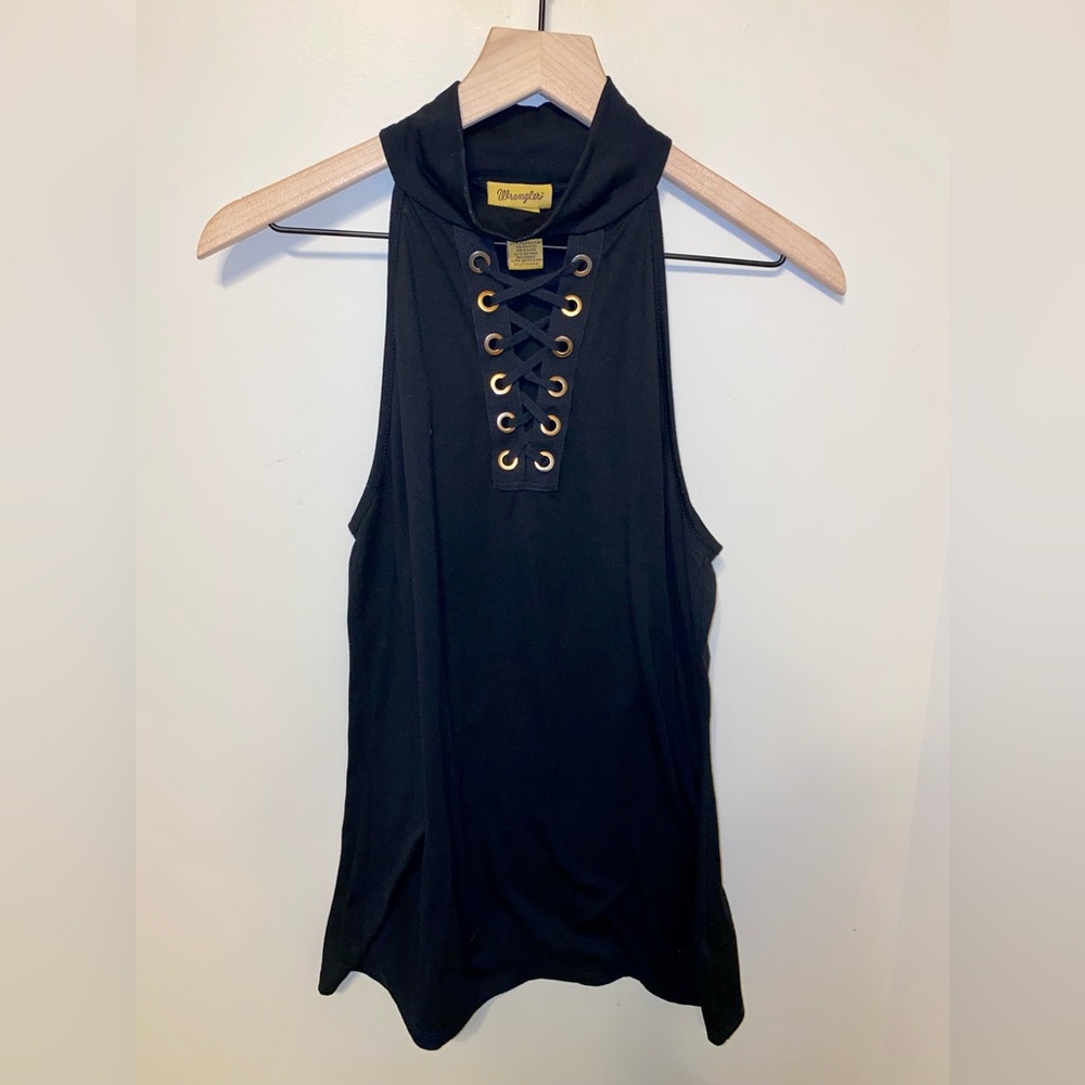 Wrangler Lace-up Halter Tank Top - Medium